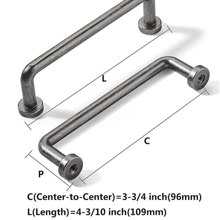 khtumeware 10 Pack 3-3/4 inch Hole Center Antique Iron Cabinet Pulls Vintage Cabinet Handle Kitchen Hardware Farmhouse Vintage Dressing Table Drawer Handle Classic Wardrob.