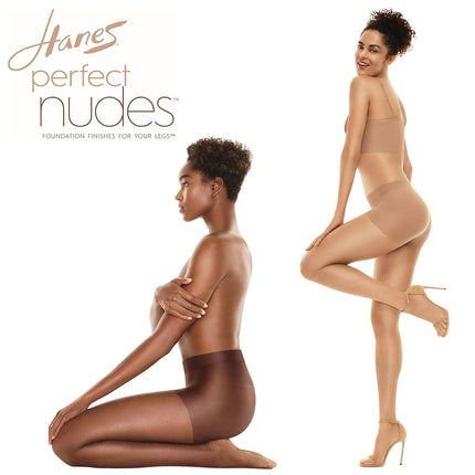 Hanes Women's Perfect Nudes Pantyhose for Flawless Finish, Control Top, Ultra Sheer, Sheer Toe, Beige, 5XL-6XL Plus