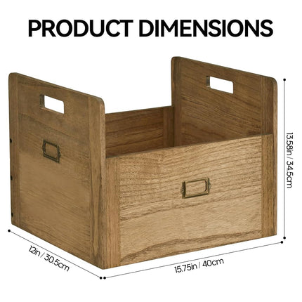 KIRIGEN Wooden Vinyl Record Storage Crate Box, Holds 80 LP Albums, Brown