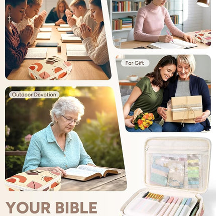 WEMATE Large Capacity Bible Cover Case,76 PCS Bible Study Supplies,15 No Bleed Bible Highlighters, Ballpoint Pens, Washi Tapes, Tabs, Sticky Notes, and Prayer Cards,‎Multicolor Bible Kits