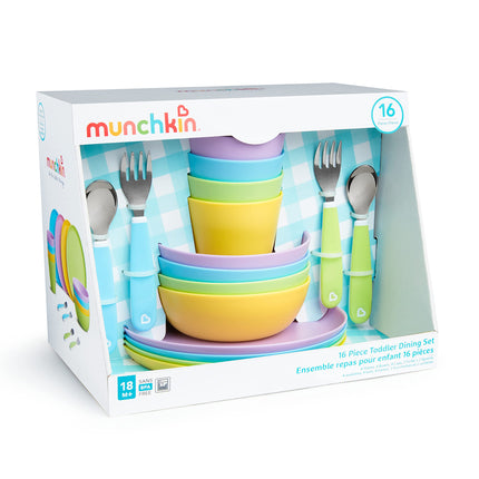 Munchkin 16 Piece Toddler Dining Set, Includes Pla