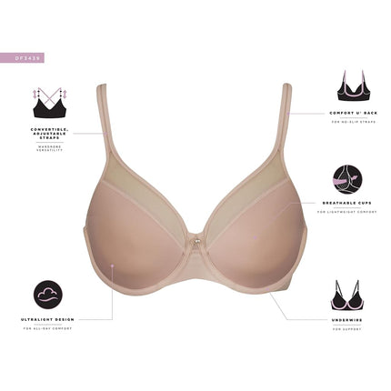 Bali Women's One Smooth U Ultra Illusion Neckline Underwire Bra, Light Beige, 38B