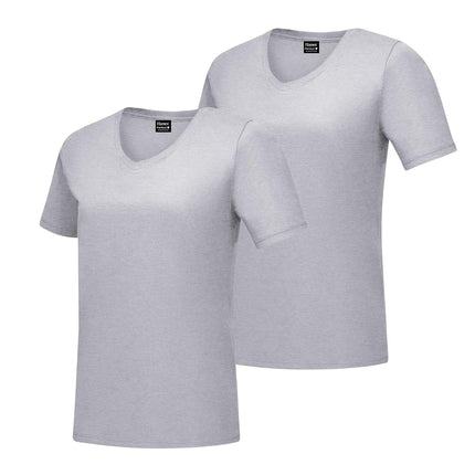 Hanes Women's Nano Premium Cotton V-Neck T-Shirt Pack, Light Steel - 2 Pack, L