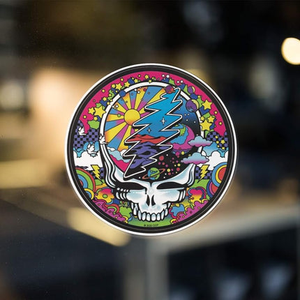 Grateful Dead Mod Max Steal Your Face Pegatina / Calcomanía de 4.5x4.5 Pulgadas con 4 Mini Pegatinas Adicionales
