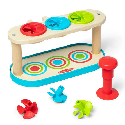 Melissa & Doug Match & Push Spinning Tops, Color Matching and Fine Motor Developmental Skill Toy for Kids Age 2+ - FSC Certified