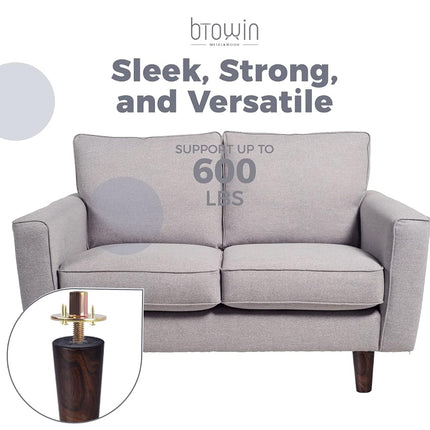 Btowin 5 inch Solid Wood Tapered Furniture Legs Set of 4 with M8 Bolts