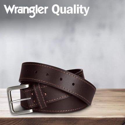 Wrangler Men�s Leather Belt, Country Casual Every Day Belt for Jeans, Brown, 36 (waist 33-34)