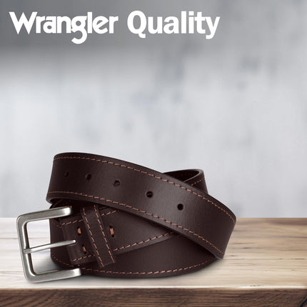 Cinturón de cuero Wrangler para hombre, cinturón casual de diario para vaqueros, marrón, 36 (cintura 33-34)
