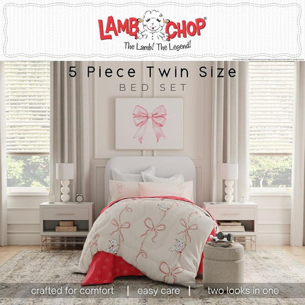 Lamb Chop Retro Classic 5 Piece Twin Bedding Set - Super Soft Cozy Reversible Comforter and Sheet Set with Sham, (Officially Licensed Product) by Franco