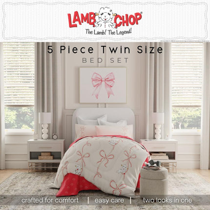 Lamb Chop Retro Classic 5 Piece Twin Bedding Set - Super Soft Cozy Reversible Comforter and Sheet Set with Sham, (Officially Licensed Product) by Franco
