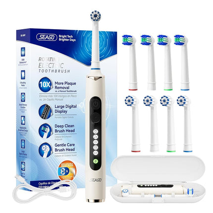 SEAGO Rechargeable Rotating Electric Toothbrush wi