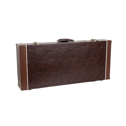 Crossrock Rectangular Wooden Case fits A-Style Mandolins, with Accessory Compartment, Stainless Steel Latches, Metal Feet-Vintage Brown (CRW620MABR-R)