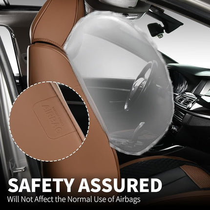 FLORICH Leather Car Seat Covers Full Set, Breathable Waterproof Nappa Leather Seat Covers, Gary Seat Covers, Automotive Interior Cover Universal for Cars SUV Truck Sedan - Coffee