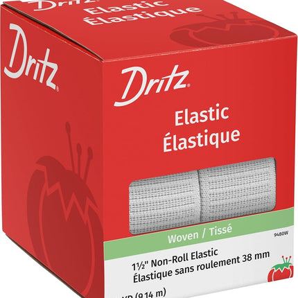 Dritz 1-1/2 x 10 yd Non-Roll Elastic, White