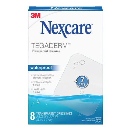 Nexcare Tegaderm Waterproof Transparent Dressing 60.3mm x 69.8mm (Pack of 8)