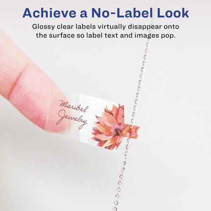 Avery Glossy Clear Barbell Labels with Sure Feed, 0.5" x 2.5", 4,500 Glossy Clear Labels, Laser/Inkjet Printable Labels