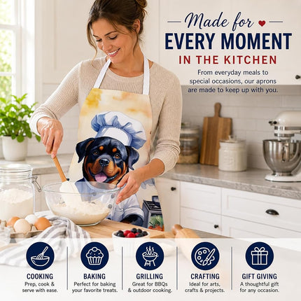 Caroline's Treasures Rottweiler Le tablier de cuisine Le chef, pour la cuisson, la cuisine, le service, la pâtisserie, les travaux manuels, le jardinage, pour femmes et hommes adultes, unisexe, grand, multicolore