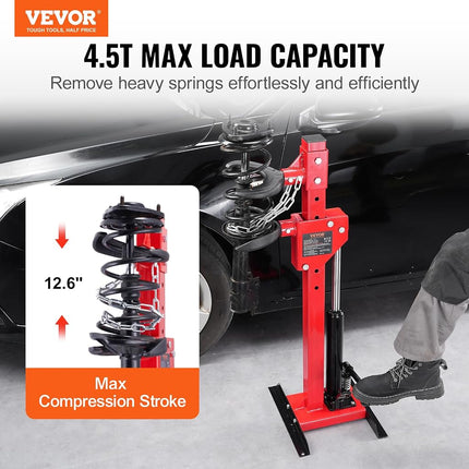 VEVOR Strut Spring Compressor, 4.5 Ton/9920 LBS Hydraulic Jack Capacity, 1 Ton Rated Compression Force, Auto Struts Coil Spring Compressor Tool, Hydraulic Springs Compressors for Strut Spring Removing