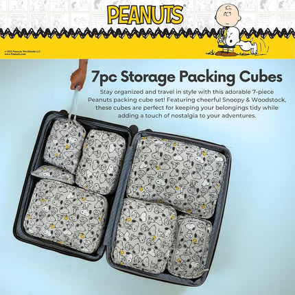 Franco Soft Organization Travel Storage Packing Cubes, 7 Piece Set, Peanuts-Snoopy
