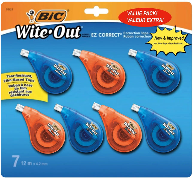 BIC White Out Correction Tape - 7 Pack - 39.3 Feet
