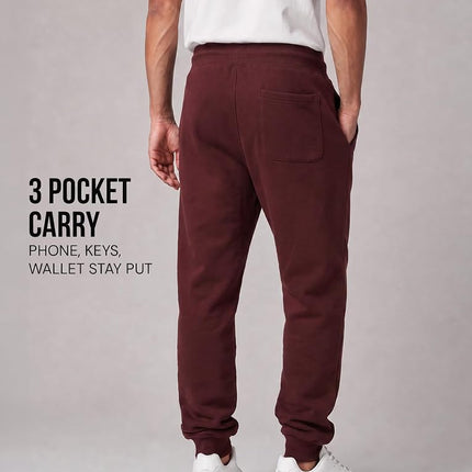 Southpole Men's 1570 Basic Active Fleece Jogger Sweatpants, Burgundy, Large