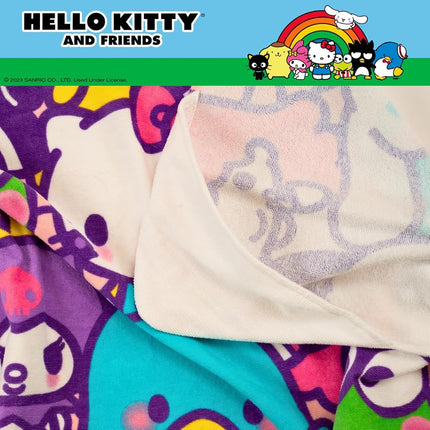 Hello Kitty et ses amis - Peignoir de bain/piscine/plage à capuche en coton éponge ultra doux pour enfant, 61 x 127 cm (produit sous licence officielle) par Franco