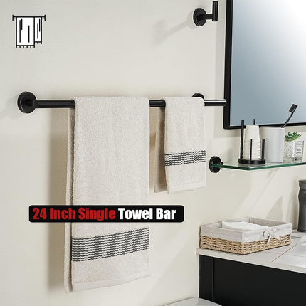 JQK Barre porte-serviettes bronze huilé, 24 pouces en acier inoxydable 304 Épaisseur 0,8 mm Porte-serviettes Salle de bain, Support mural pour serviettes, Longueur totale 27 pouces, TB110L24-ORB