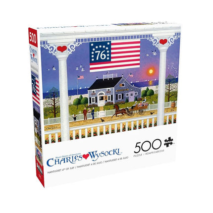 Buffalo Games Jigsaw Puzzles for Adults 500 Pieces - Charles Wysocki - Nantucket 4th of July - Hard Adult Puzzle with Reference Poster, Fun, Unique & Challenging for All Abilities, Large 21.25 x 15
