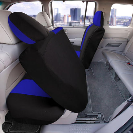 Funda de tela para asiento trasero FH Group - Ajuste universal, fundas de asiento trasero para coches con asiento trasero dividido, accesorios interiores de coche para SUV, sedán, furgoneta, azul