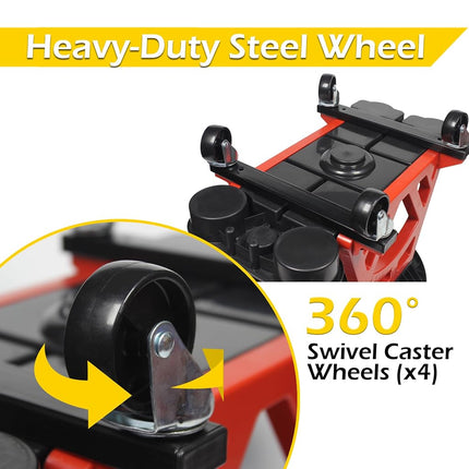 MaxWorks 50957 Ergonomic Seat Mechanic Stool Chair 22.9" L x 13.9" W x 17" H, with 4pcs 2.5" Swivel Casters, with Tool Tray for Workshop, Garage, Auto Repair - 300 Lbs Capacity