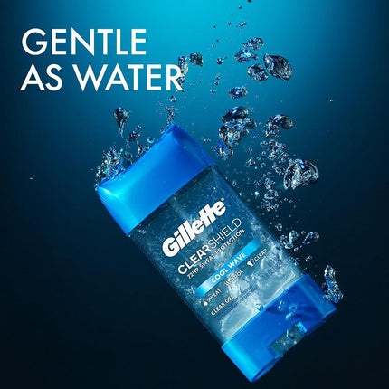 Gillette Antiperspirant & Deodorant for Men, Cool Wave Clear Gel, 3.8 Oz, Pack Of 4