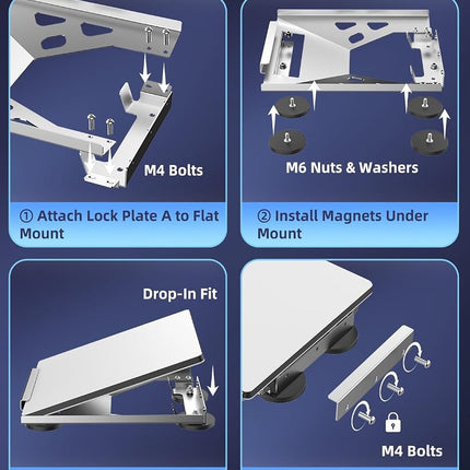 Starlink Mini Flat Magnetic Roof Mount, Ultra-Secure 220 lbs Hold, Quick-Release & Low-Profile 1.7” Design, Scratch & Weather-Resistant, Perfect for Car, RV, Van, Truck & Boat Adventures -Silver
