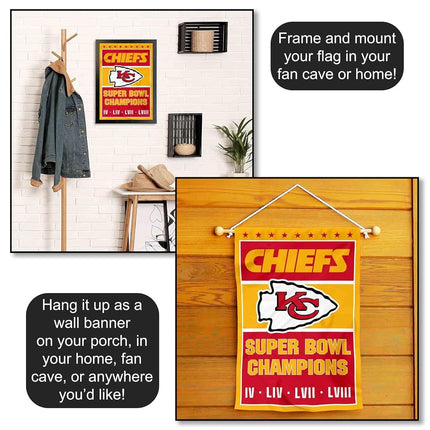 Wincraft Kansas City Chiefs 4 Time Champions Garden Flag, Red, Gold, 12.5 Inches by 18 Inches