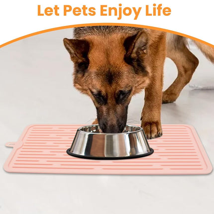 Ptlom Pet Placemat for Dog and Cat, Mat for Prevent Food and Water Overflow, Suitable for Medium and Small Pet, Grey, Silicone