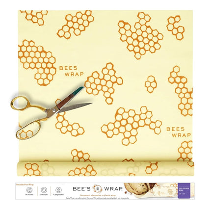 Bee's Wrap - XXL Roll 14" x 52"- Made in The USA with Certified Organic Cotton - Plastic and Silicone Free - Reusable Eco-Friendly Beeswax Food Wrap - Honeycomb Print