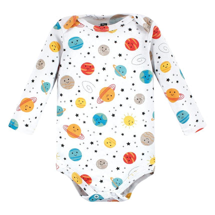 Bodysuits de algodón de manga larga unisex para bebé Hudson Baby, Happy Planets, Prematuro