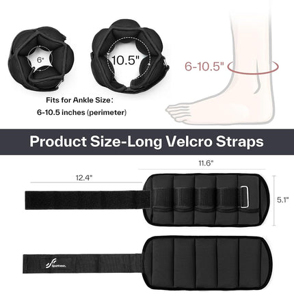 Sportneer Adjustable Ankle Weights 0.45-1.8kg for 2 Packs, Fitness Workout