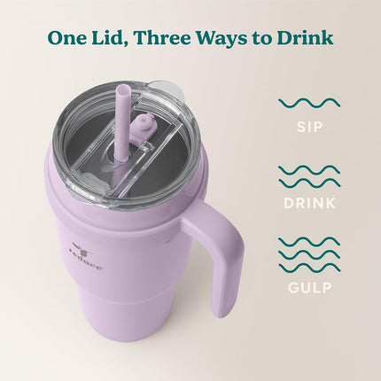 Reduce 40 oz Tumbler with Handle - Vacuum Insulated Stainless Steel Mug with Sip-It-Your-Way Lid and Straw - Keeps Drinks Cold up to 34 Hours - Sweat Proof, Dishwasher Safe, BPA Free - OG Lilac Bud