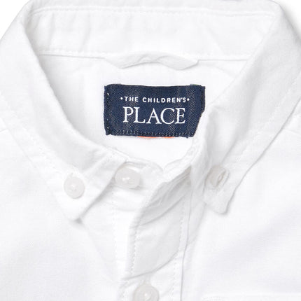 Children's Place The Baby Boys and Toddler Boys Long Sleeve Oxford Button Down Shirt,White,3T, White, Small