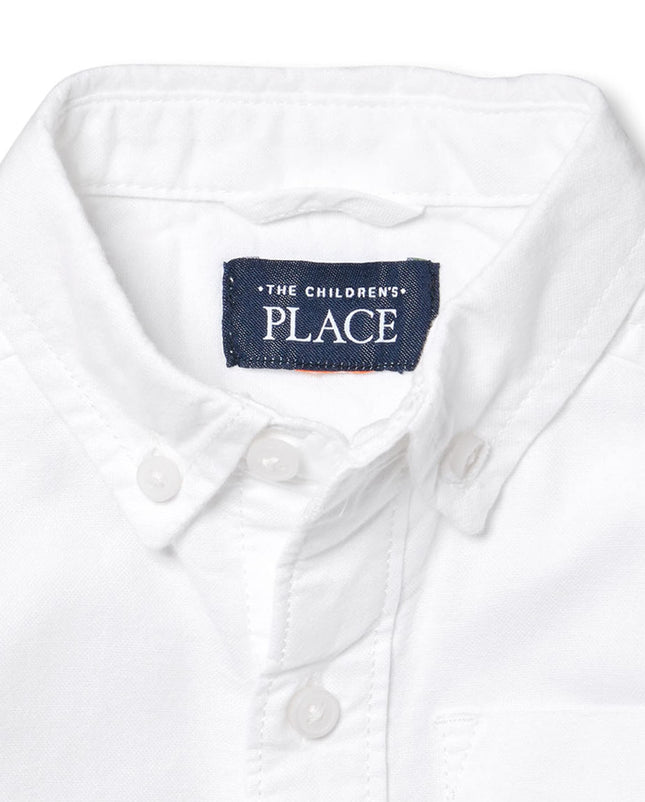 Children's Place Chemise boutonnée à manches longues en oxford pour bébé garçon, blanc, 2