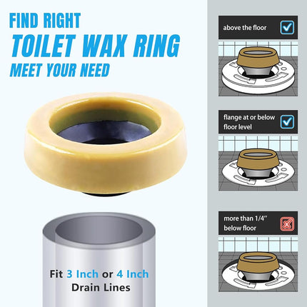 MENNTY Standard Toilet Wax Ring Kit with Hardware for 3 or 4 in Drain
