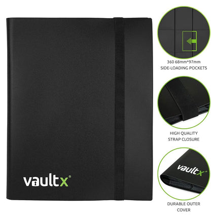 Vault X 9 Pocket Strap Trading Card Binder 360 Cards Side Loading (Black)