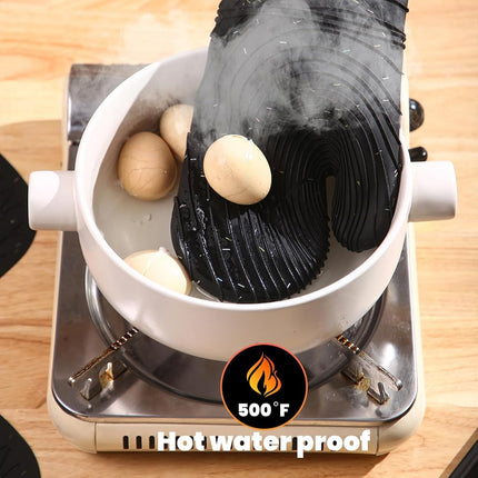 4 Piece Silicone Oven Mitts and Pot Holders, Heat Resistant up to 500F, Non-Slip Texture, Transparent Silicone, Essential for Cooking and Baking (makal-HEI)