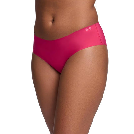 Under Armour Women's 3-Pack Pure Stretch No Show Hipster Underwear, All-Day Comfort & Ultra-Soft Fit, Shaded Fuchsia, XL