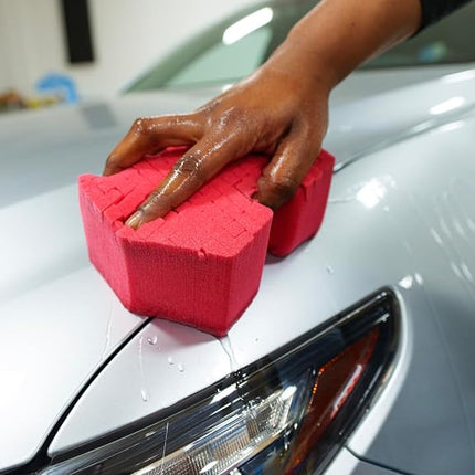 Optimum Big Red Sponge 2.0 – Better Grip and Access Tight Spaces - Safe for All Paint Types, Use for Rinseless Car Wash and Car Wash Soap