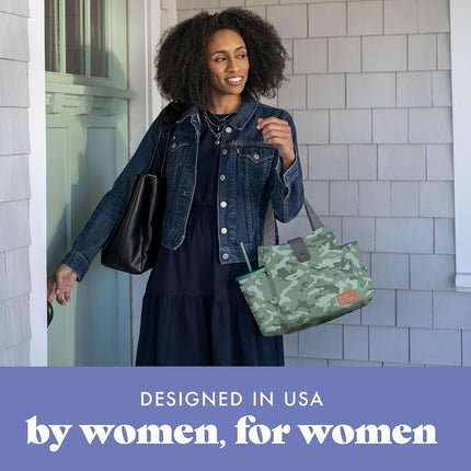 Fit & Fresh Westport Insulated Lunch Bag, Cooler Bag, Lunch Bag for Women with 2 Food Containers & Matching Tumbler Reusable Lunch Box, Perfect for Work, School, Beach & More, Sage Camo