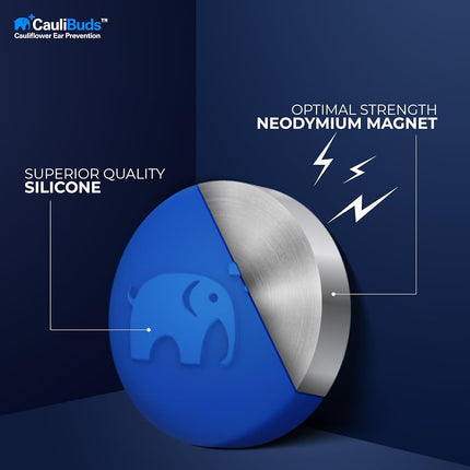 CauliBuds™ Cauliflower Ear Magnets - Premium Silicone Magnet Compression Kit for Cauliflower Ear Prevention & Treatment in BJJ, Wrestling, MMA, & Rugby - Minimize Ear Draining (Blue)