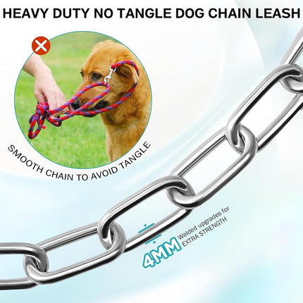 Heavy Duty 15FT Metal Dog Chain Leash With Swivel Hook,Chew Proof for Yard, Camping & Outdoor Runner,Cheap & Strong Dog Tie Out Cable