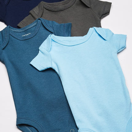 Carter's Baby Boys' 8-Pack Short-Sleeve Bodysuits, Multi/Turquoise, Preemie