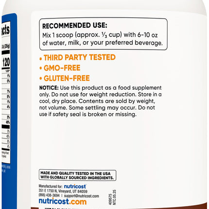 Nutricost Casein Protein Powder 2Lb Chocolate - Micellar Casein, Gluten Free, Non-GMO
